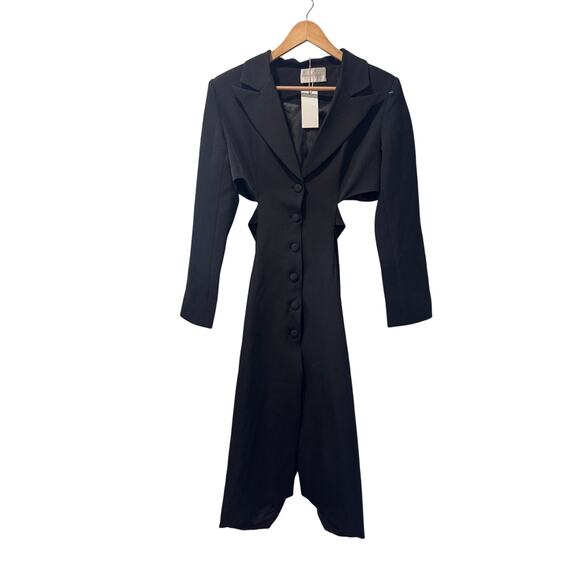 NWT SIERRA DARIEN ELEGANT FITTED DRESS WITH SIDE AND BACK CUTOUTS BLACK - Picture 3 of 6